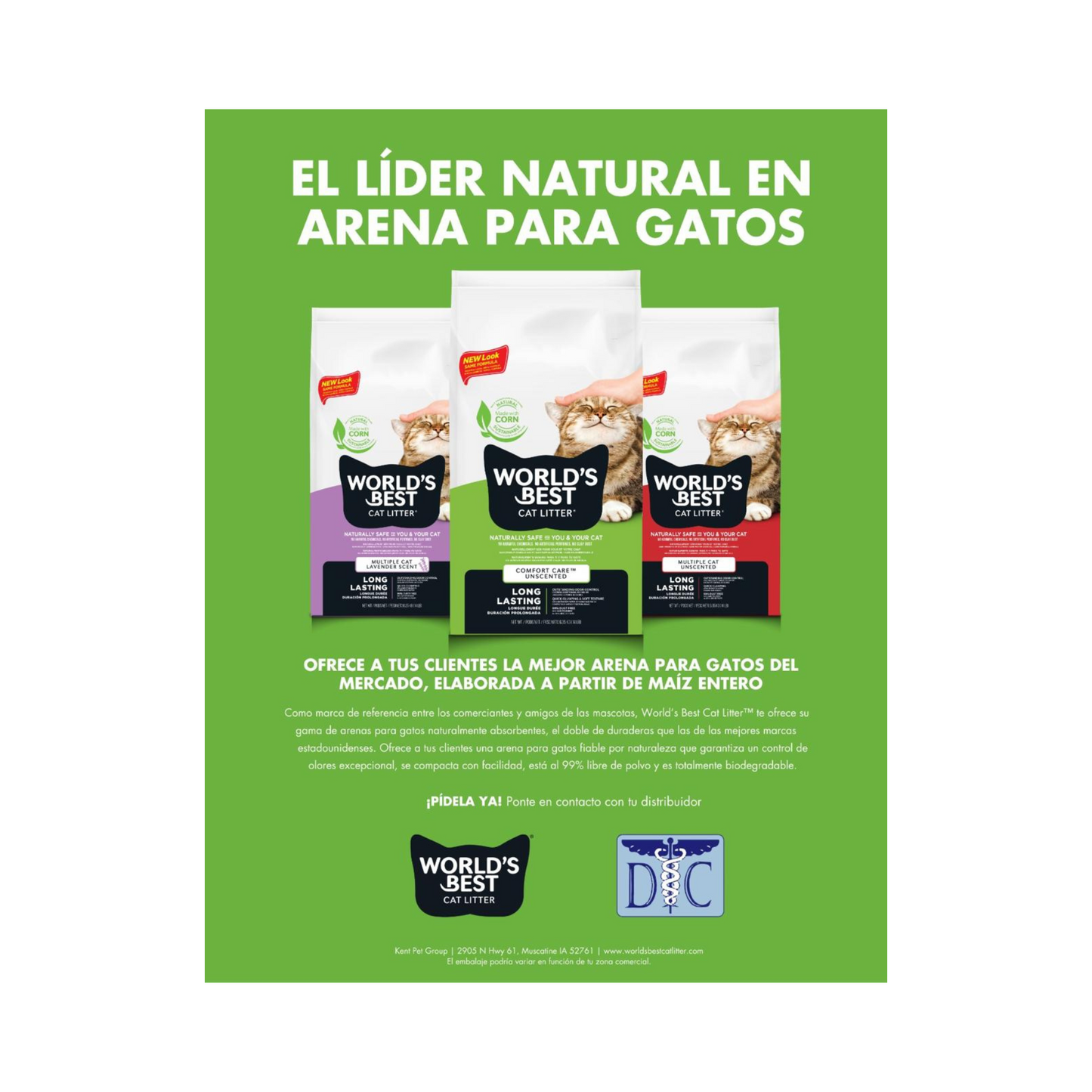 Arena para gatos a base de maiz