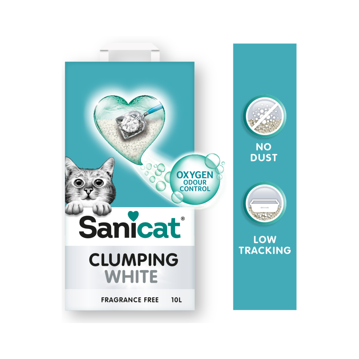 Arena para Gato Sanicat Clumping White Sin Perfume 20 Litros