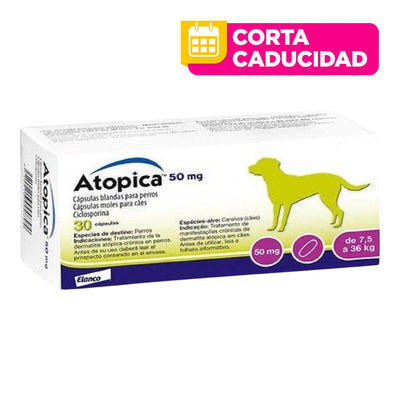 CORTA CADUCIDAD Atopica Ciclosporina 50 mg 30 Tabletas Elanco