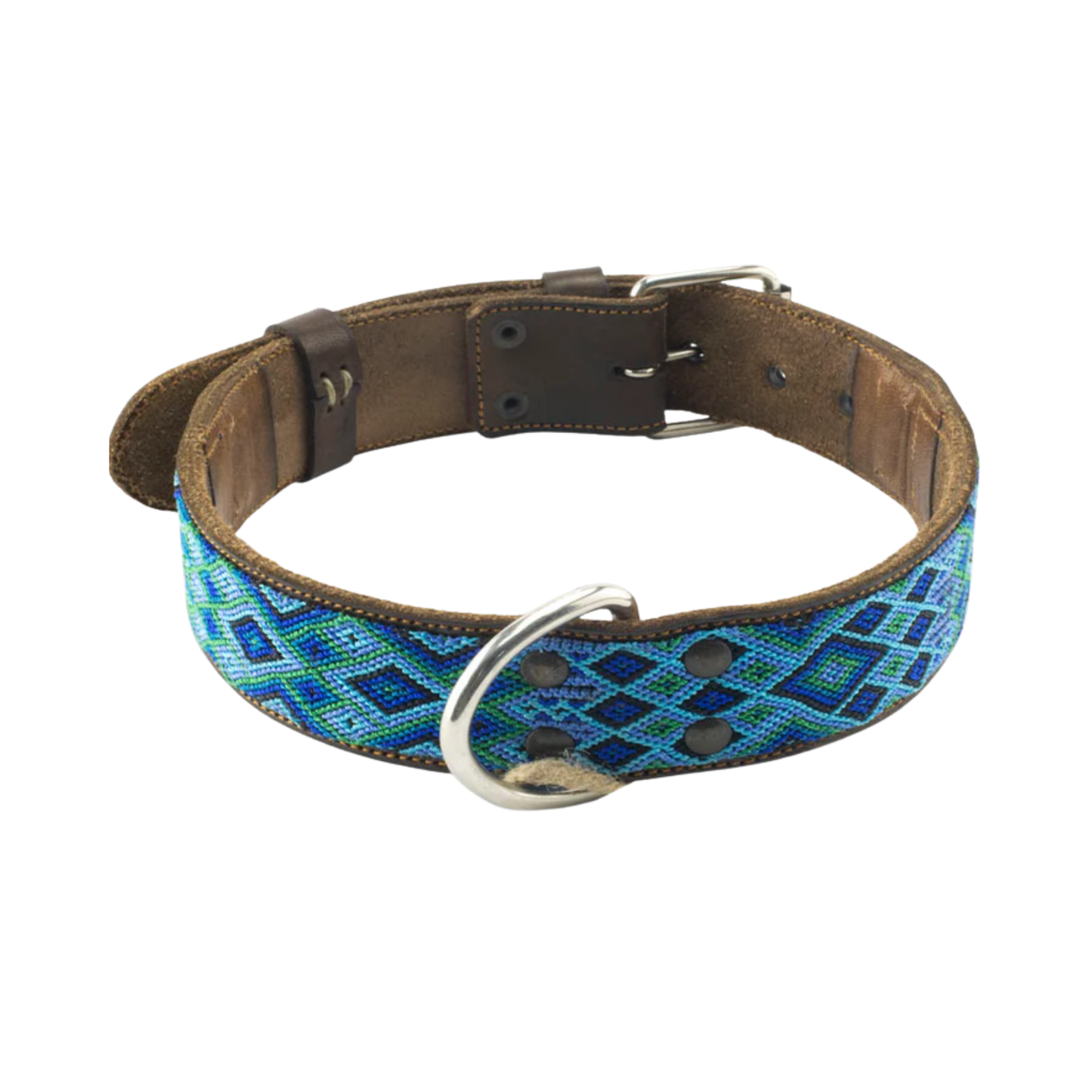 B and Kolor Collar Artesanal Menta Piel para Perro Mediano