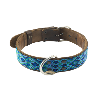B and Kolor Collar Artesanal Tejido Color Menta para Mascota - Talla Mediano Ancho
