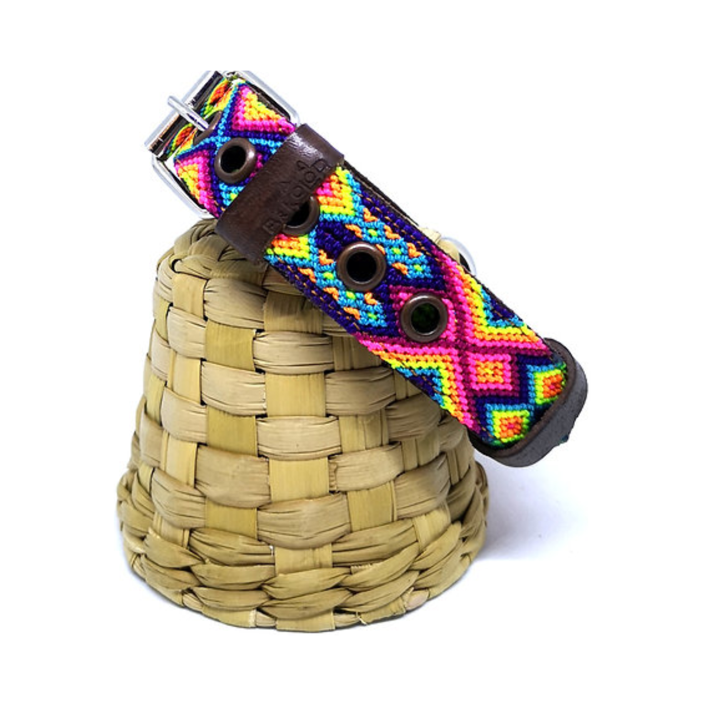 B and Kolor- Collar Artesanal Rosa Para Mascota Extra Chico Ancho