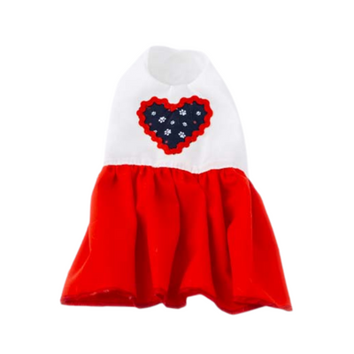 CATM Vestido Color Blanco de Corazon con Falda Roja  Talla 6