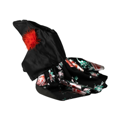 CATM Vestido Elegance Color Negro con Falda con Estampado de Flores Talla 3