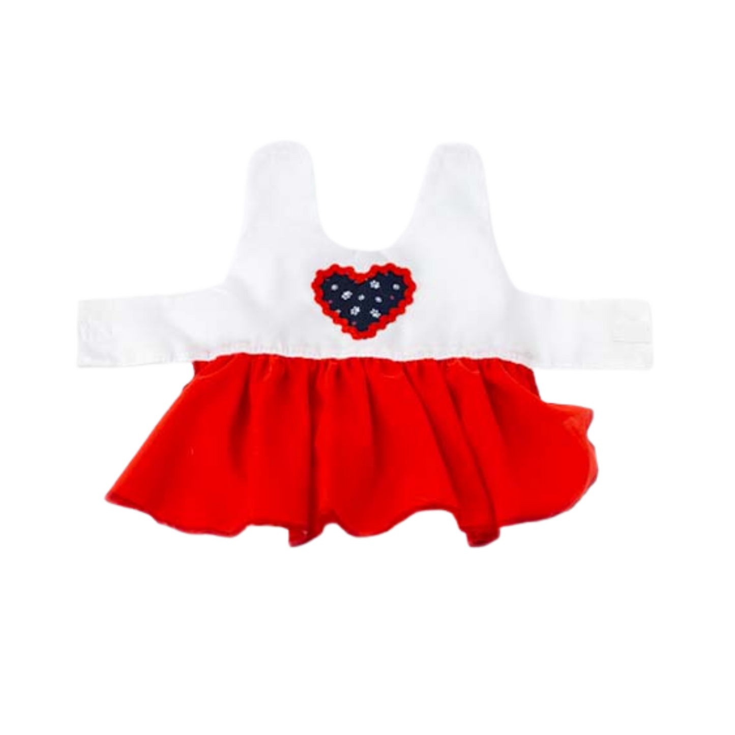 CATM Vestido Color Blanco de Corazon con Falda Roja  Talla 5