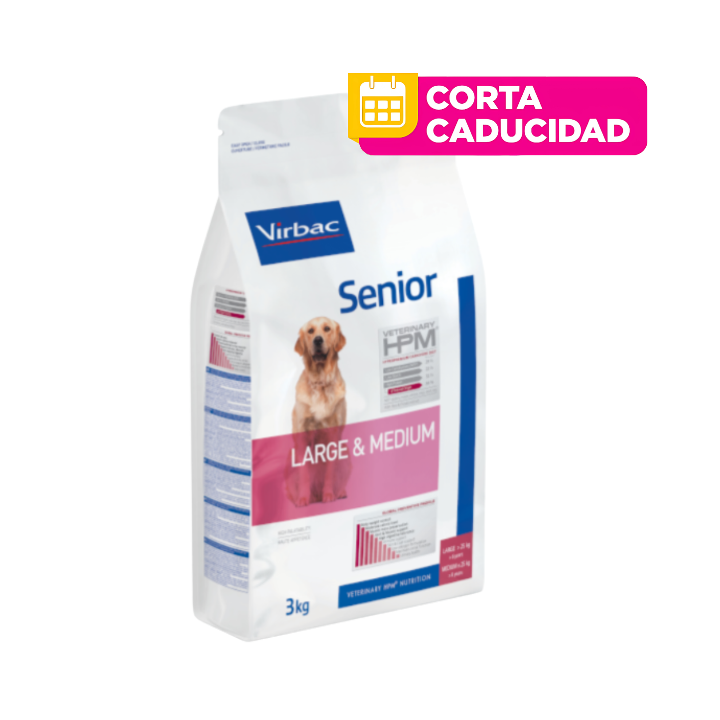 CORTA CADUCIDAD 10/07/2026 Virbac HPM Dog Senior Large and Medium 12 Kg