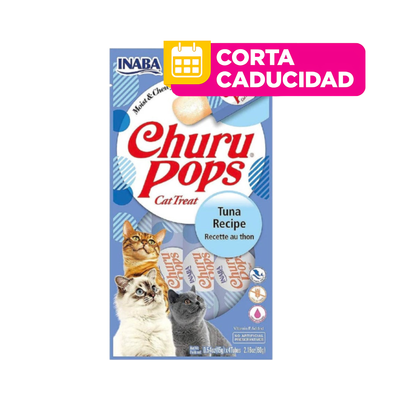 CORTA CADUCIDAD 12/05/2026 Premio para Gato Churu Pops Atún, Puré Cremoso , 4 Tubos