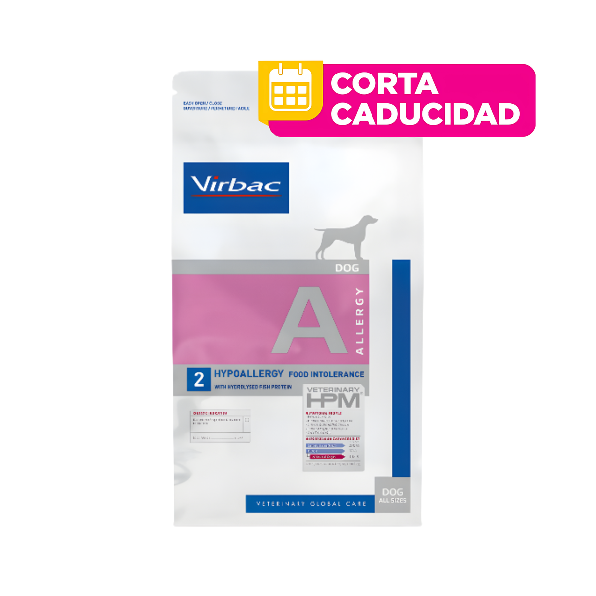 CORTA CADUCIDAD 15/12/2026 Virbac HPM Hypoallergy Food Intolerance Alimento para Perro 12 kg