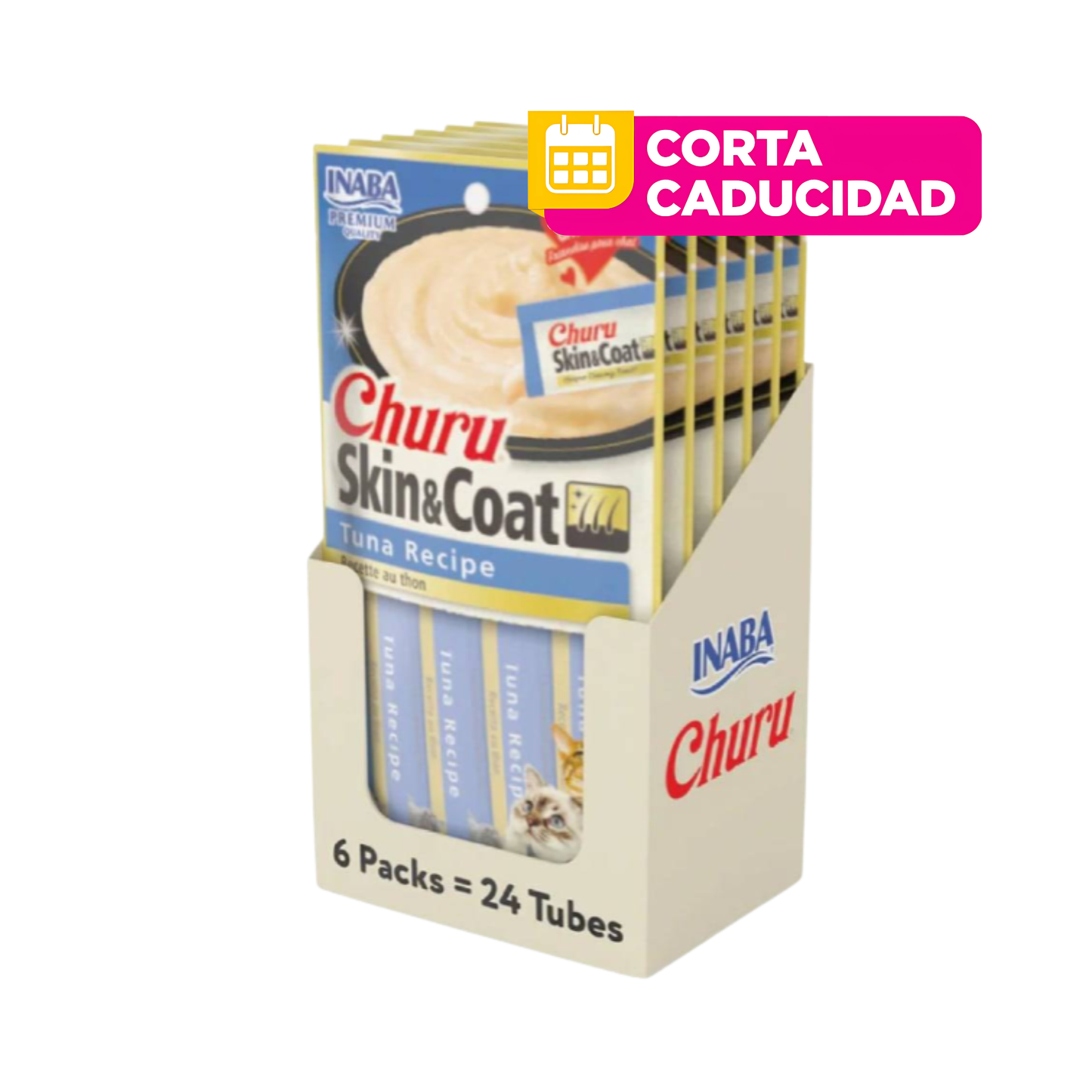 CORTA CADUCIDAD 26 Ago 2026 - Churu 6 Pack Premios para Gato Skin and Coat Atún 4 tubos de 14 Gr c/u
