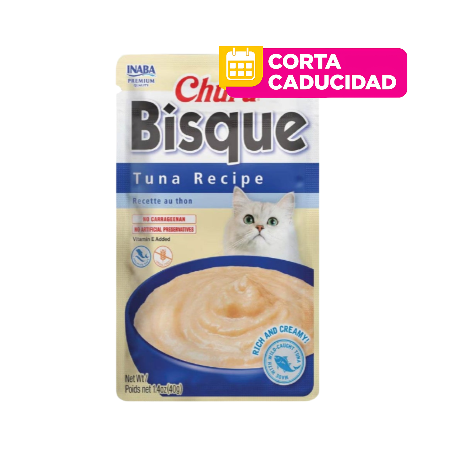 CORTA CADUCIDAD 29 Ago 2026 - Churu Bisque 6 Pack Premios para Gato Sabor Atún, Puré Cremoso