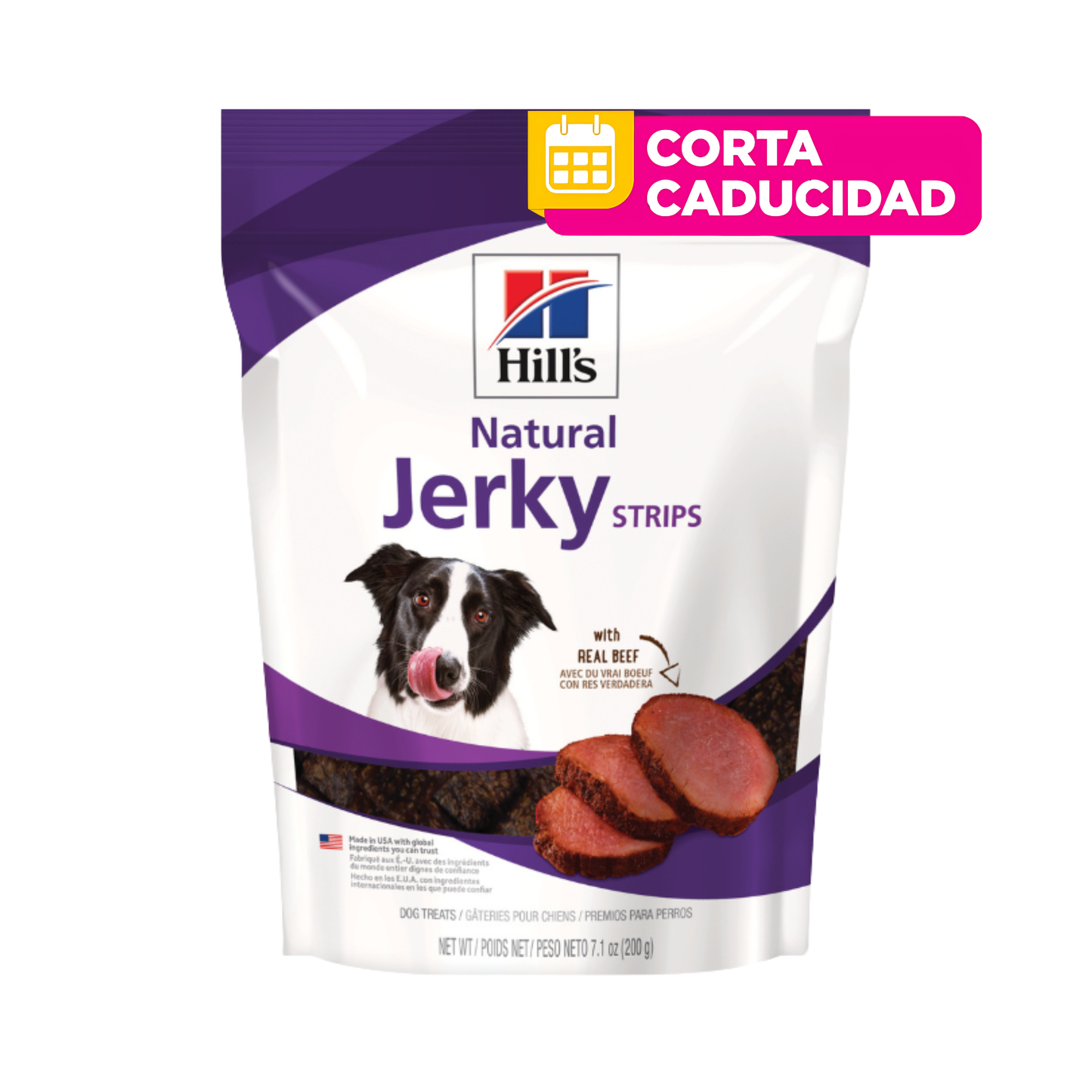 CORTA CADUCIDAD 31/10/20261 Premio Hill's Canine Natural Jerky Strips, Premios Naturales para Perro con Carne de Res Real, 200g