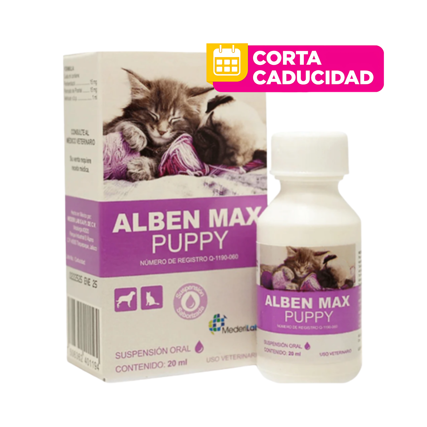 CORTA CADUCIDAD 31/07/2026 Alben Max Puppy Antiparasitario Oral 20 ml