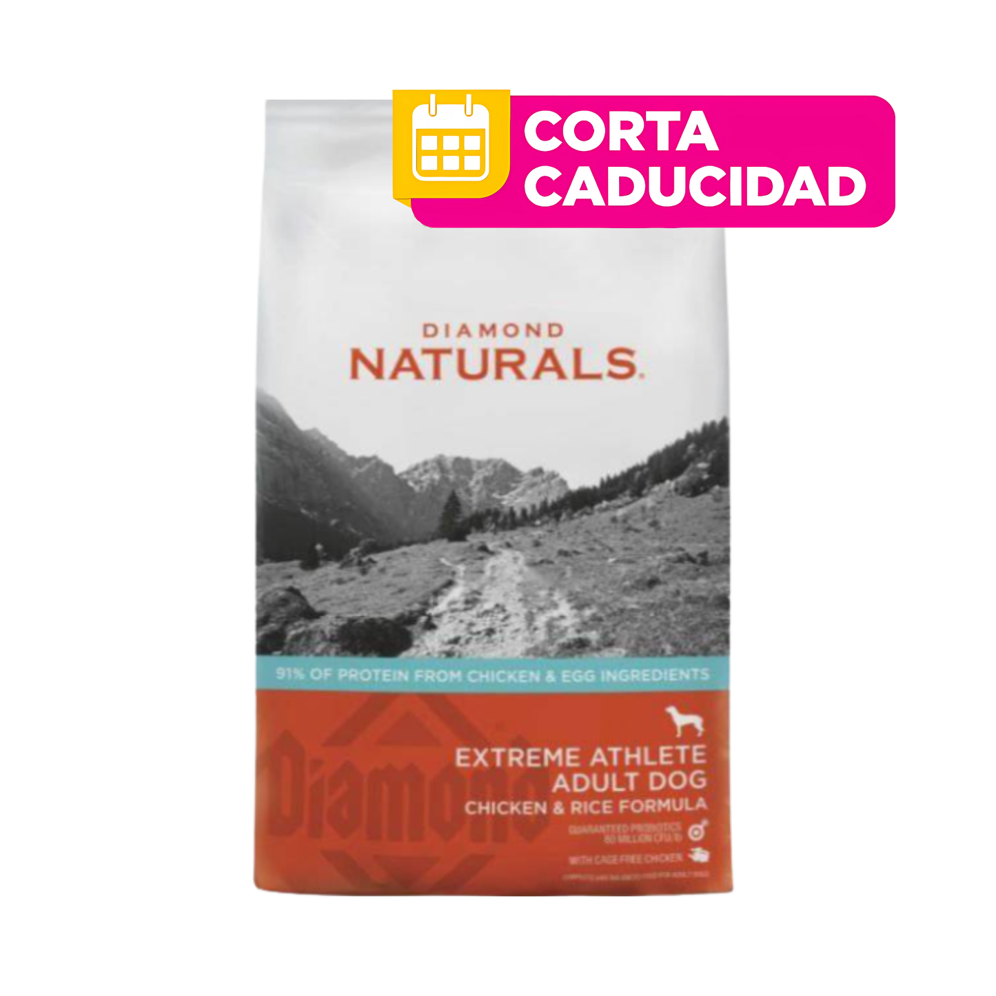 CORTA CADUCIDAD Diamond Naturals Perro Adulto Extreme Athlete, Pollo y Arroz 18.14kg