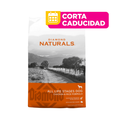 CORTA CADUCIDAD Diamond Naturals Perro Adulto, Pollo y Arroz 18.14Kg