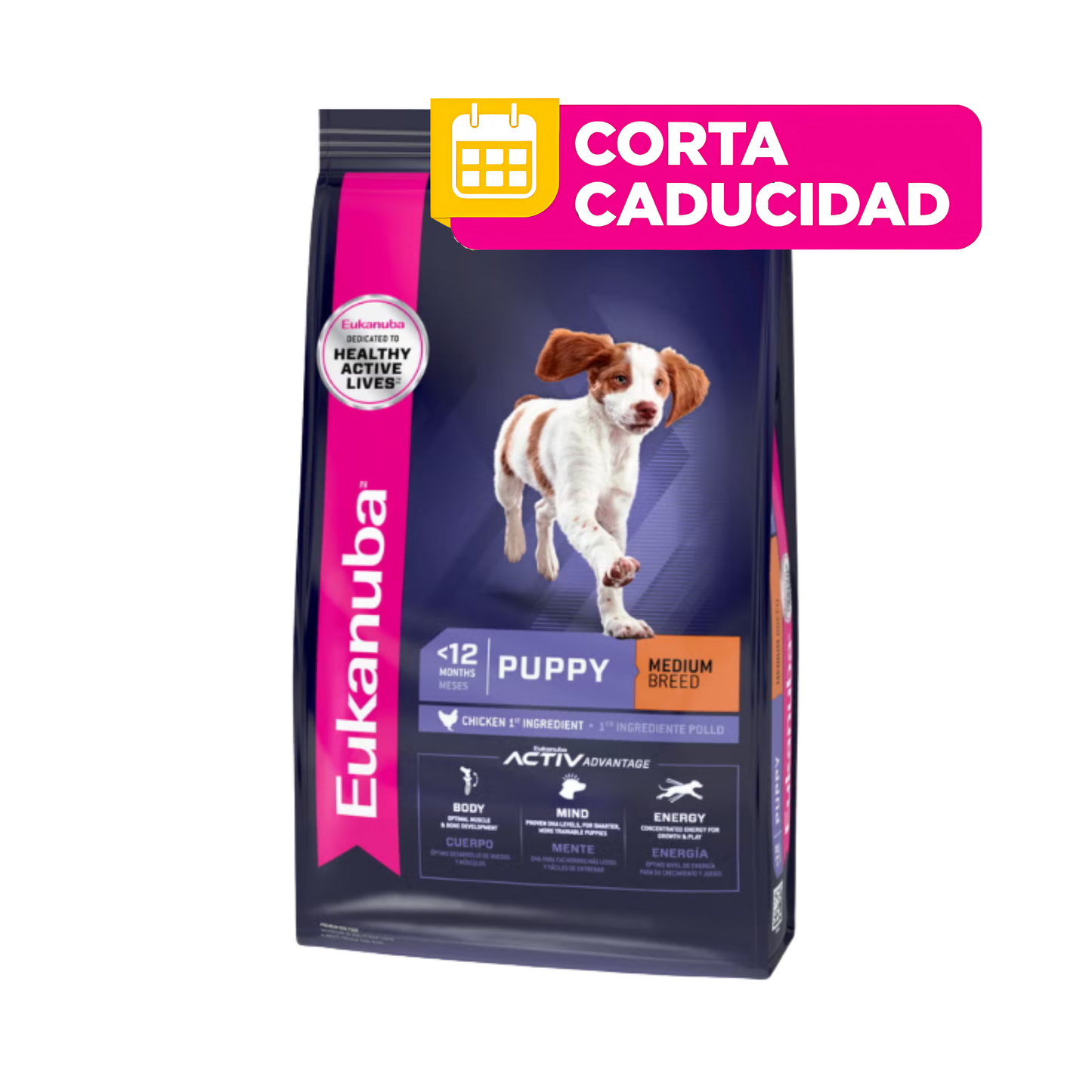 CORTA CADUCIDAD Eukanuba Cachorro Razas Medianas 13.6 Kg. Alimento Premium