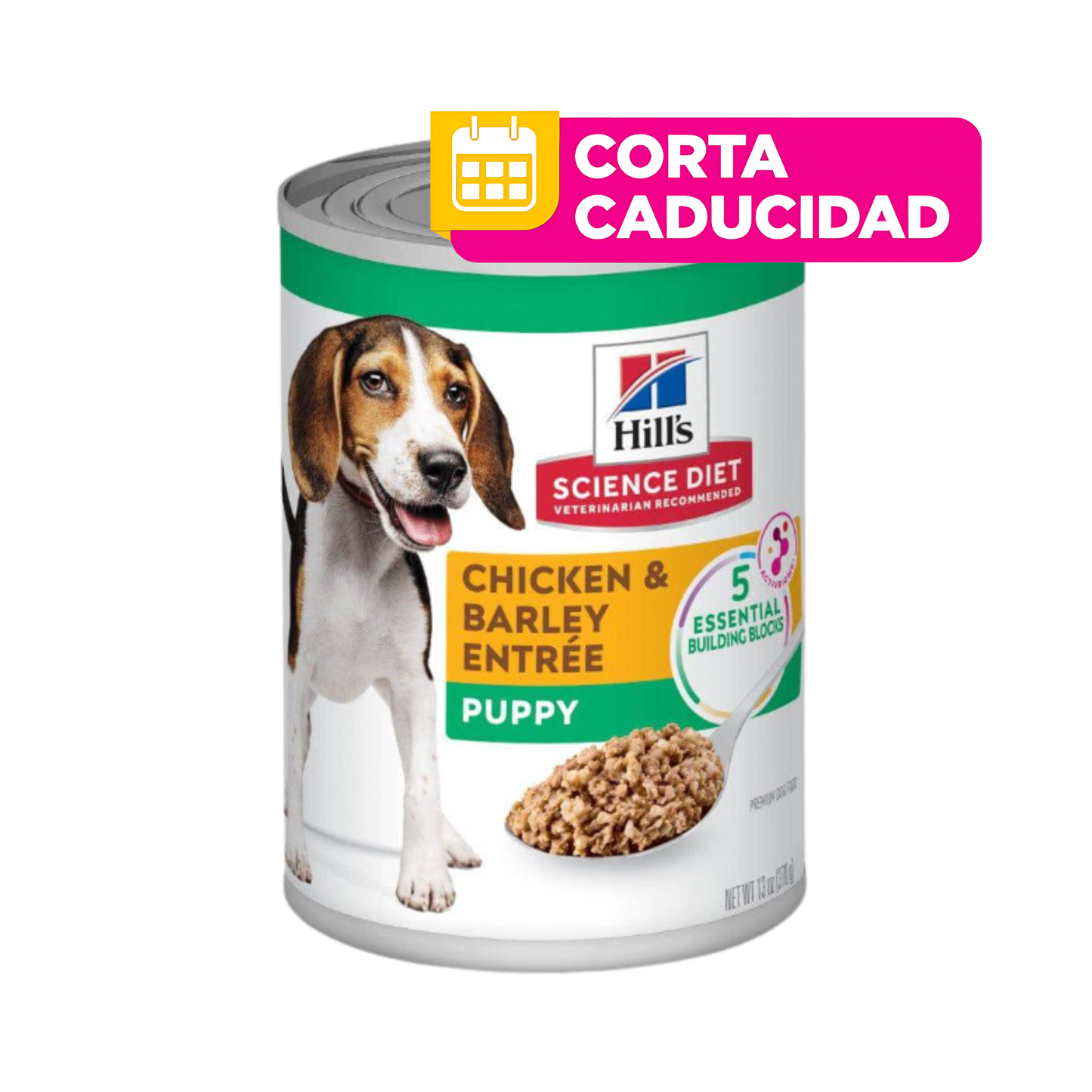CORTA CADUCIDAD Lata Hill's Science Diet Puppy, alimento humedo en lata para perro cachorro sabor pollo 369g