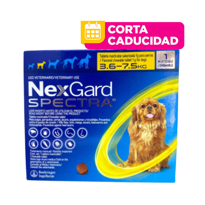 CORTA CADUCIDAD Nexgard razas pequeñas Spectra 1 Tableta 3.6 a 7.5 Kg