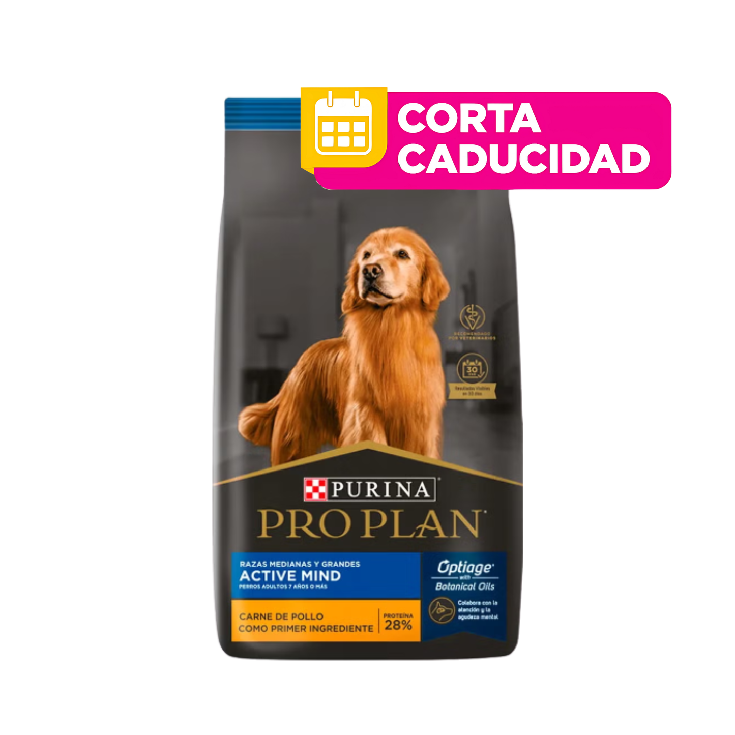 CORTA CADUCIDAD 01/04/2026 Pro Plan Active Mind Raza Mediana y Grande Optiage 3 kg