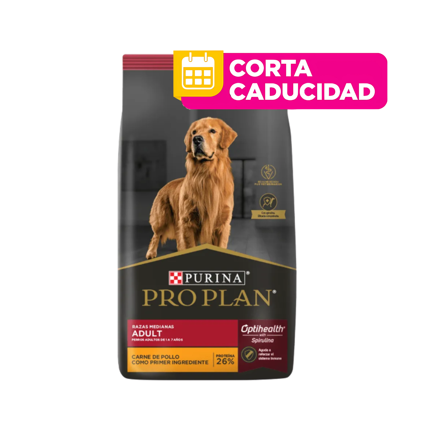 CORTA CADUCIDAD 01/04/2026 Pro Plan Adulto Raza Mediana Optihealth 7.5kg