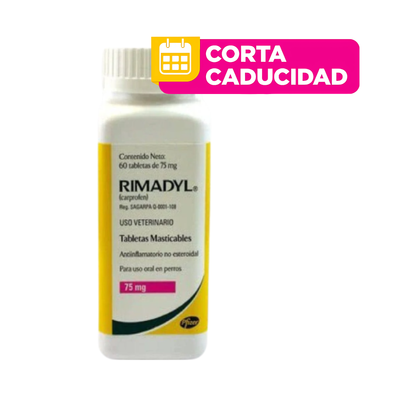 CORTA CADUCIDAD Rimadyl Carprofeno 75mg 60 Tabletas