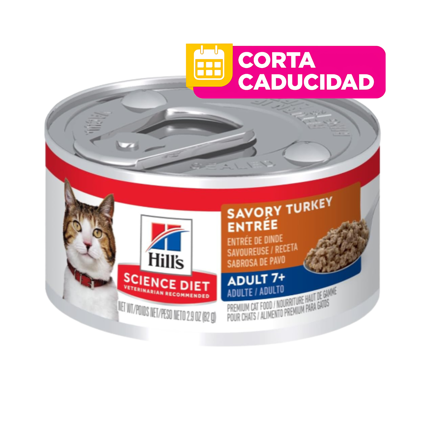 CORTA CADUCIDAD 30/11/2026 1 Lata Hill's Science Diet Adult Senior Alimento Húmedo para Gatos Senior Sabor Pavo 82 g