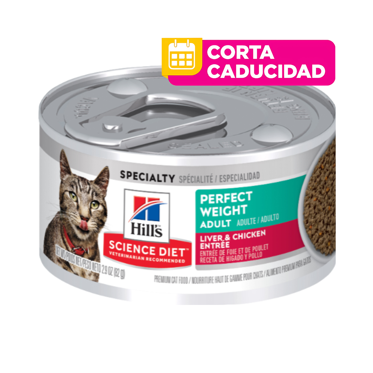 CORTA CADUCIDAD 30/11/2026 1 Lata Hill's Science Diet Perfect Weight Alimento Húmedo Control de Peso Gato Adulto 82g