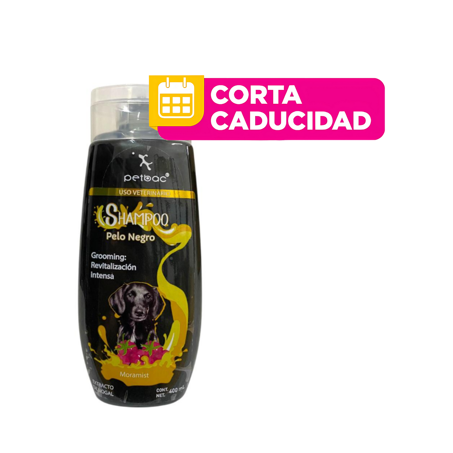 CORTA CADUCIDAD Petbac Shampoo para perros de pelo negro Aroma Moramist 400 ml