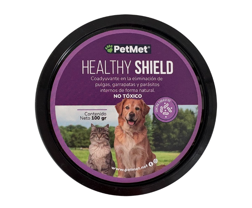 Healthy Shield - Eliminador de Pulgas, Garrapatas y Parásitos Internos 100 gr