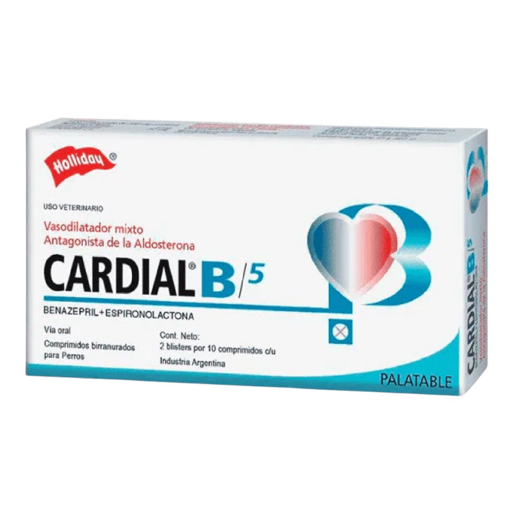 CORTA CADUCIDAD Cardial B 5 Vasodilatador mixto 2 blísters de 10 comprimidos Holliday