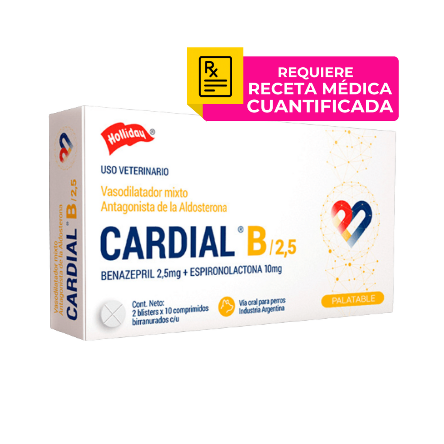Cardial B 2.5 Vasodilatador mixto 2 blísters de 10 comprimidos Holliday