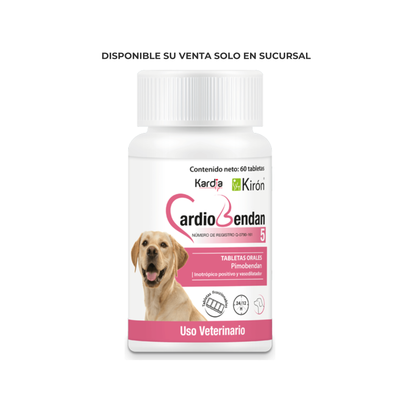 Empaque CardioBendan 5 Pimobendan Kirón frasco 60 tabletas