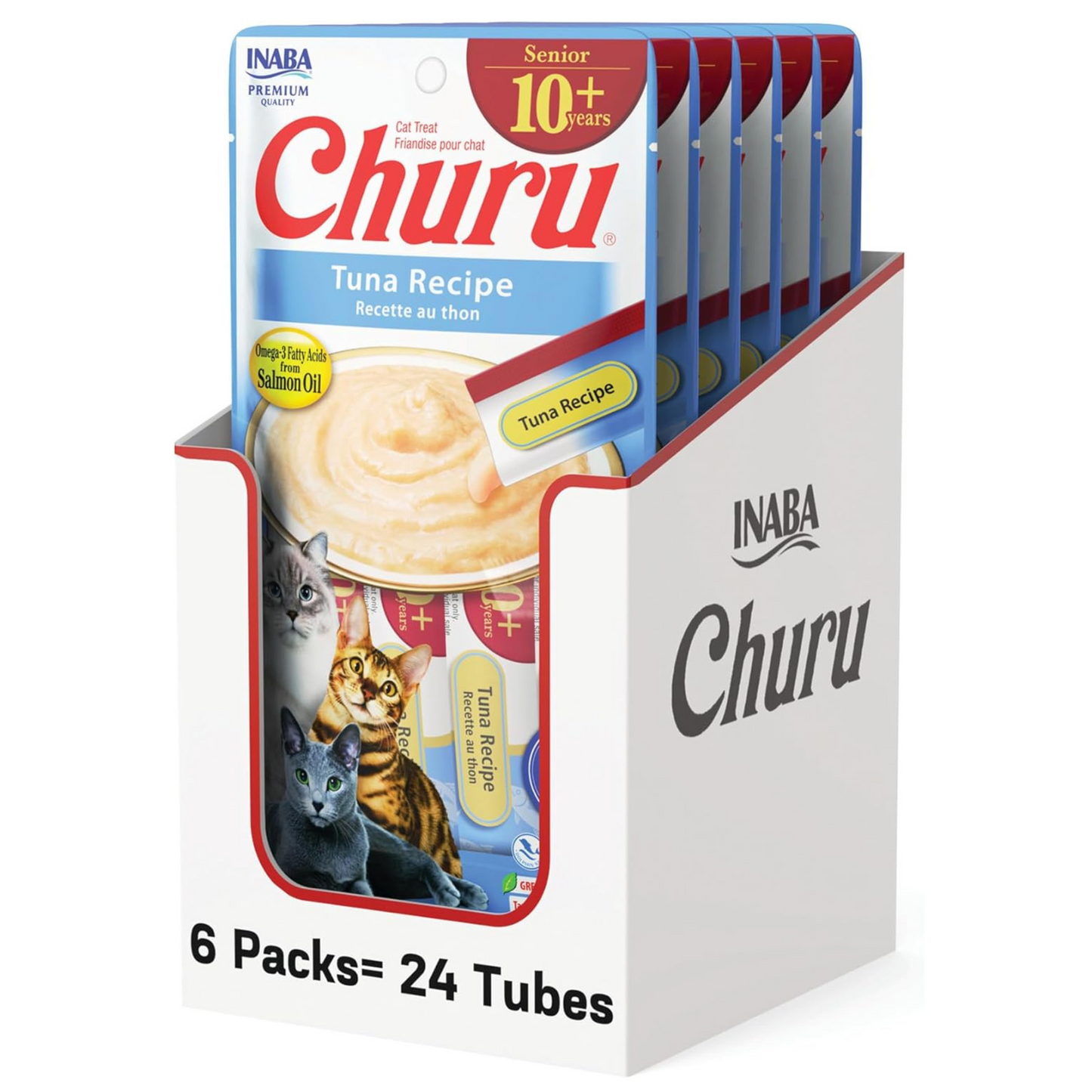 Churu Premios para Gato Senior Atún Caja con 6 Bolsas de 4 Tubos 14 g