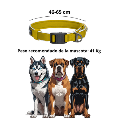 Dogness Collar Reflectivo Color Amarillo Para Perro Talla M