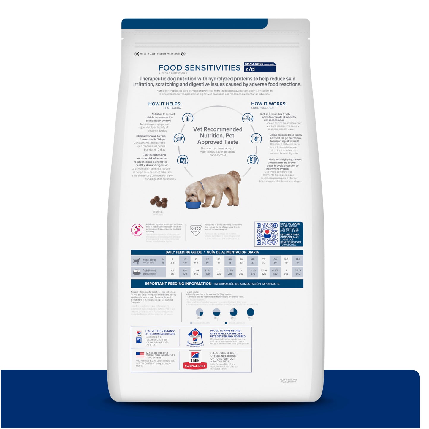 Hill's Prescription Diet z/d Small Bites, Sensibilidades Alimentarias, para Perro, 3.2 Kg