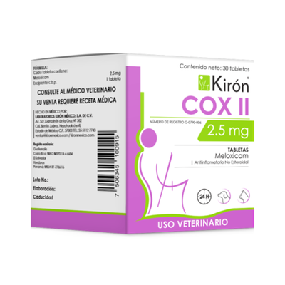 Cox II 2.5 mg Meloxicam Kiron 30 Tabletas | Antiinflamatorio Veterinario para Mascotas