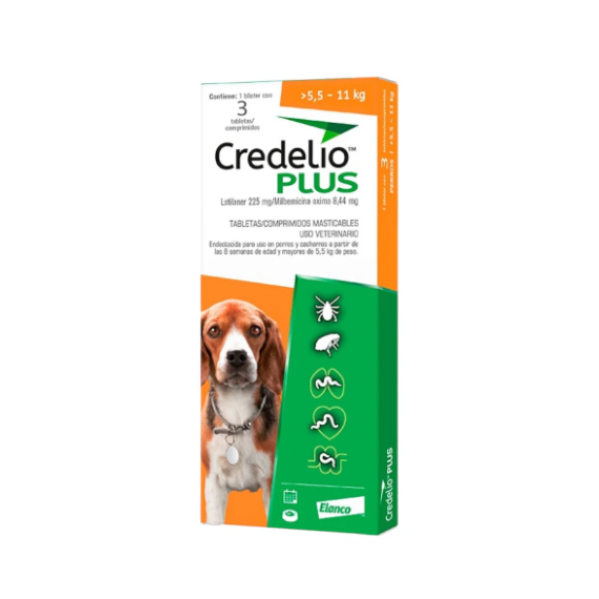 Credelio Plus Perros 5.5 a 11 kg 3 Tabletas | Antiparasitario Elanco ...