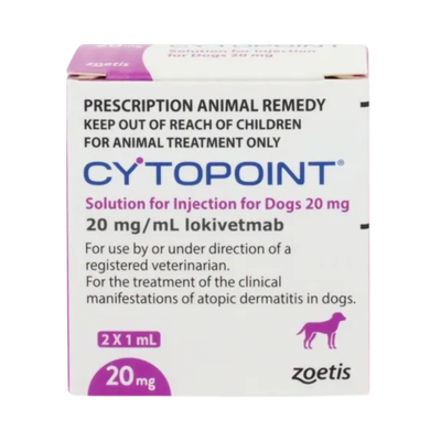 Cytopoint 20 mg  Tratamiento Antiprurítico para Perros  Paquete con 2 Viales de 1 ml  Zoetis