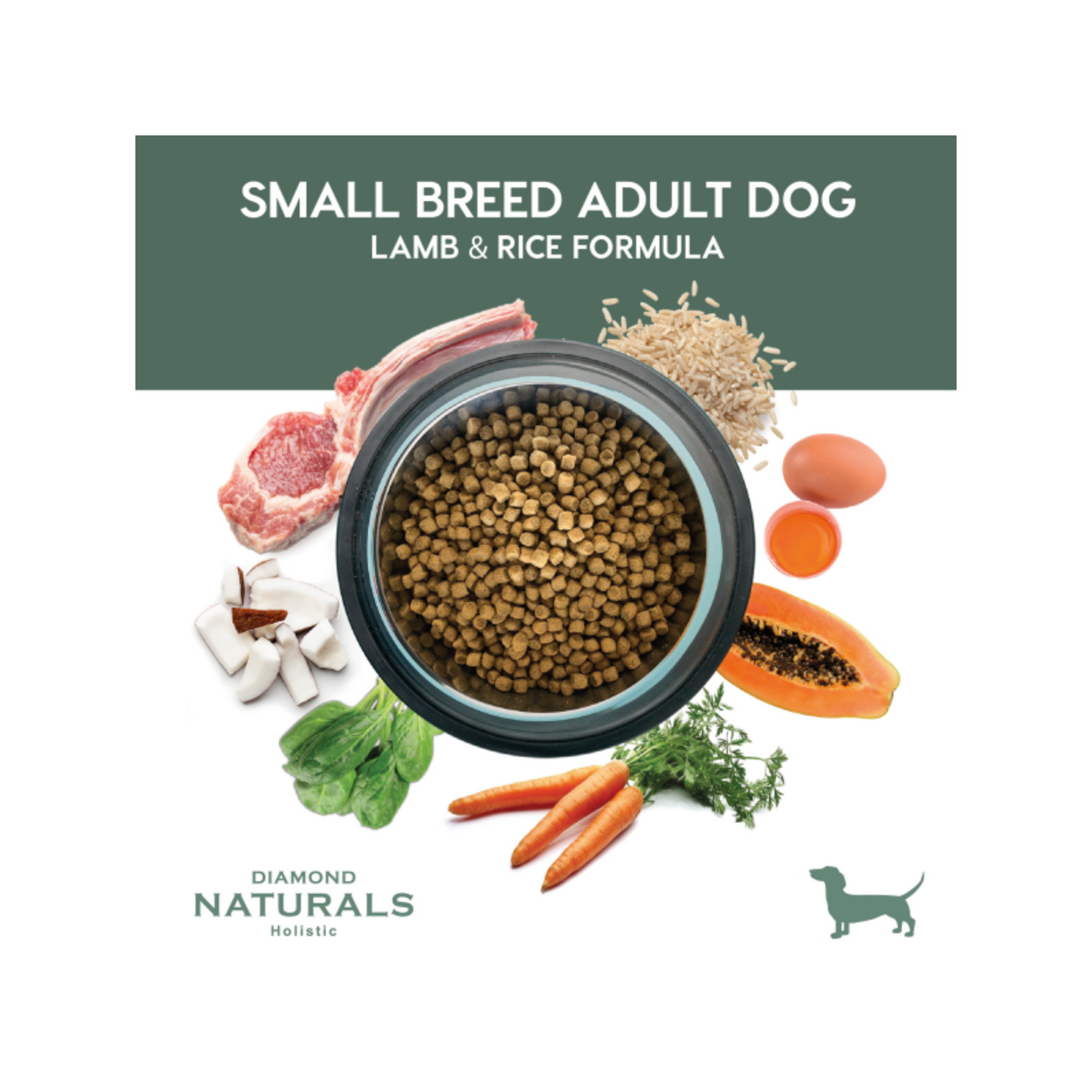 Diamond Naturals Perro Adulto Razas Pequeñas, Cordero y Arroz 2.72 kg