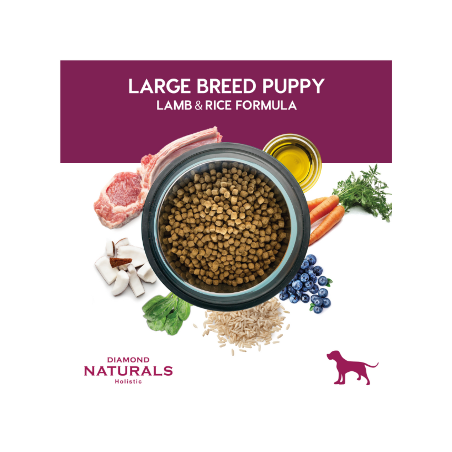 Diamond Naturals Cachorro Raza Grande Cordero y Arroz 9.07kg