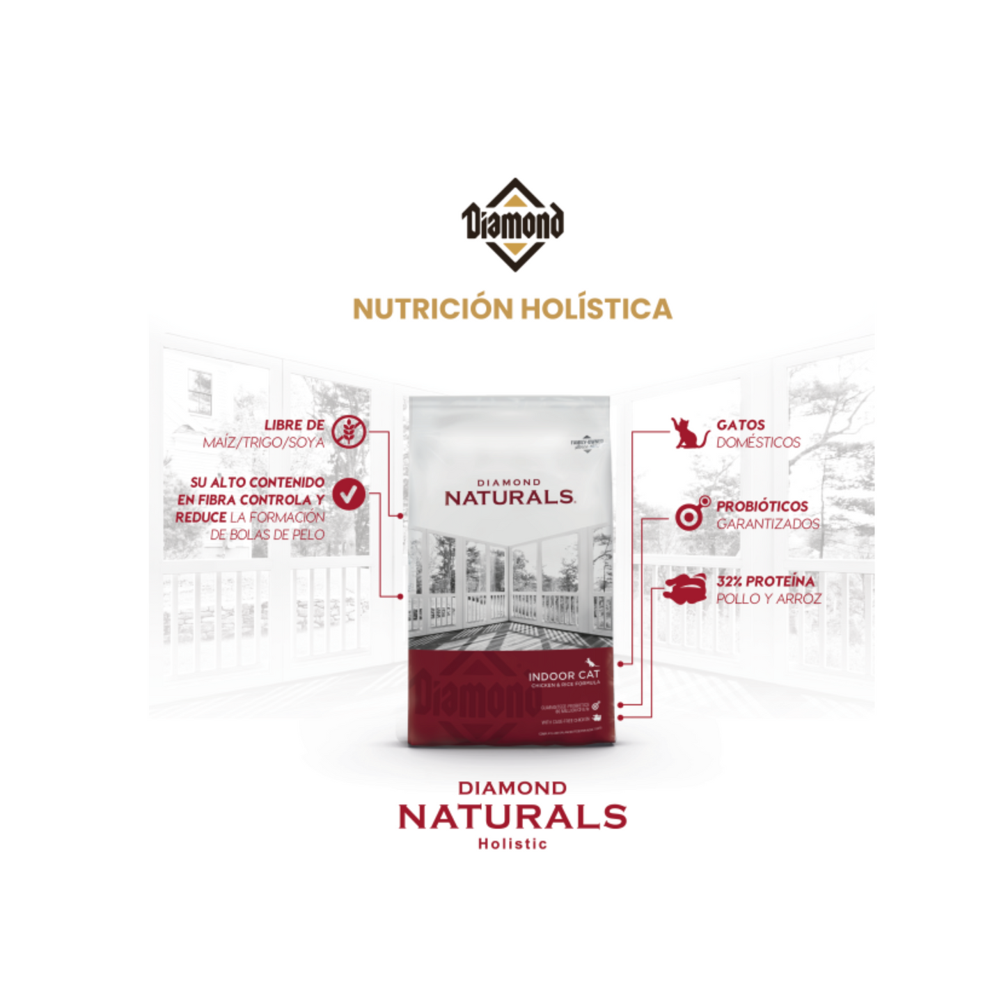 Diamond Naturals Indoor Cat Pollo y Arroz 8.16 Kg.