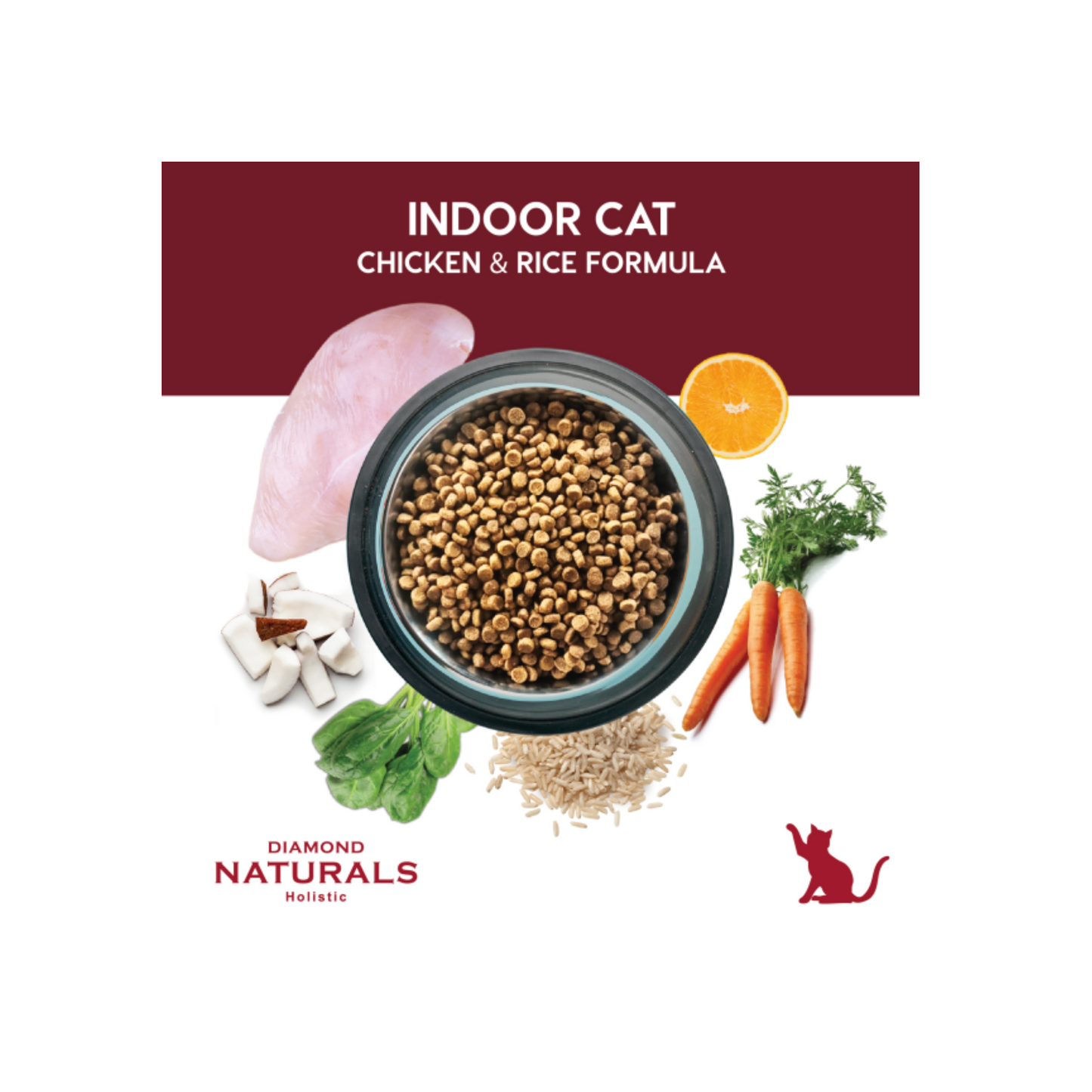Diamond Naturals Indoor Cat Pollo y Arroz 8.16 Kg.
