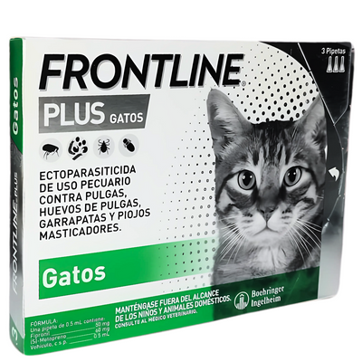 Frontline Plus Antipulgas y Antigarrapatas para Gatos 3 Pipetas