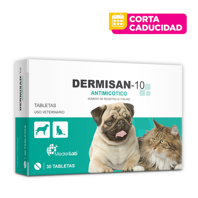 CORTA CADUCIDAD Dermisan-10, Antimicótico 30 Tabletas, Mederilab