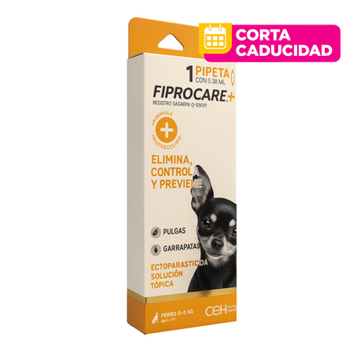 CORTA CADUCIDAD Fiprocare 1 Pipeta para Perro de hasta 5 kg