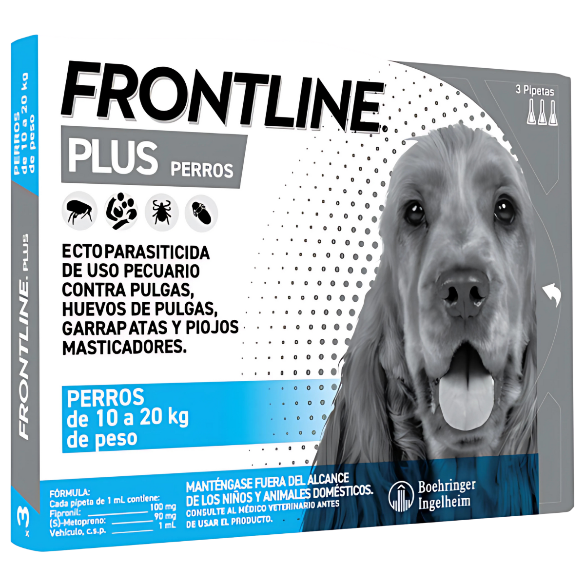 Frontline Plus Antipulgas y Antigarrapatas para Perros de 10-20 Kg 3 Pipetas