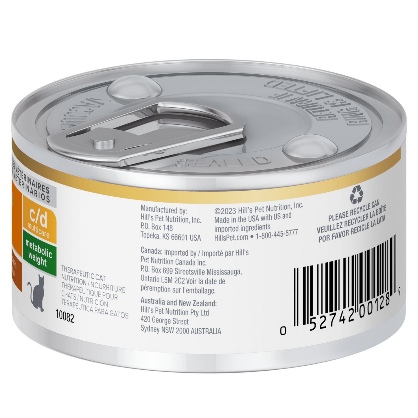 24 Latas Hill's Prescription Diet Feline Alimento Húmedo c/d Multicare + Metabolic Gato Sabor Vegetales & Pollo 82 g