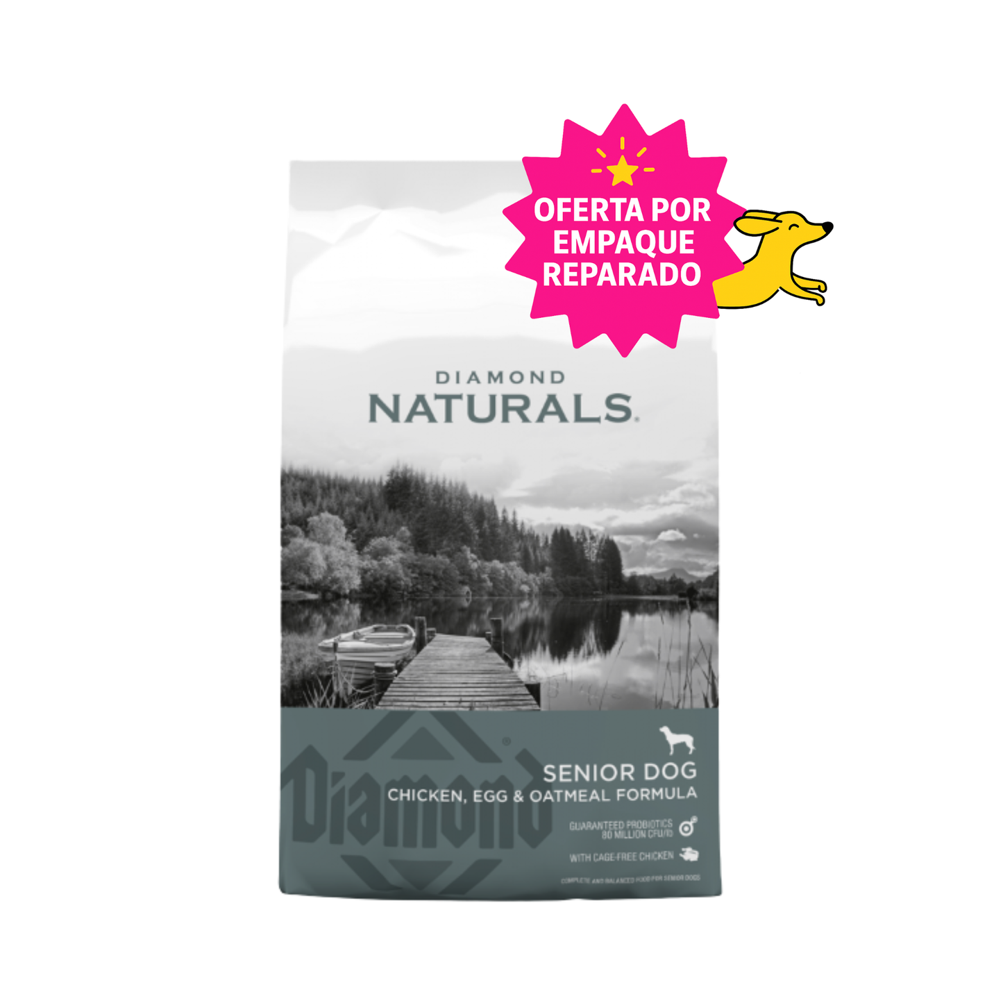 EMPAQUE REPARADO Diamond alimento para perro Senior Pollo, Huevo y Avena 15.87 kg