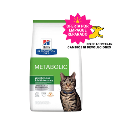 EMPAQUE REPARADO Hill's Prescription Diet Metabolic, Pérdida y Mantenimiento del Peso, para Gato, 8 Kg