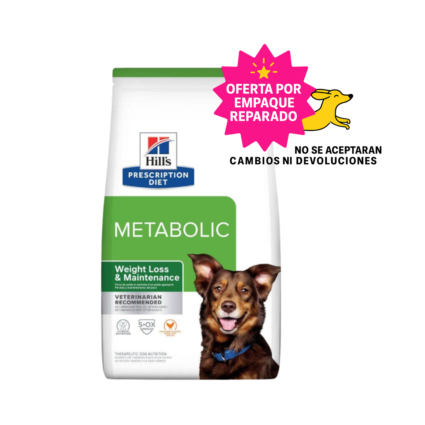 EMPAQUE REPARADO Hill's Prescription Diet Metabolic, Pérdida y Mantenimiento del Peso, para Perro, 12.5 Kg