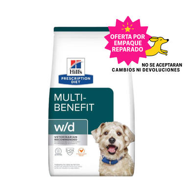 EMPAQUE REPARADO Hill's Prescription Diet w/d, Manejo Peso/Glucosa, para Perro, 12.5 Kg